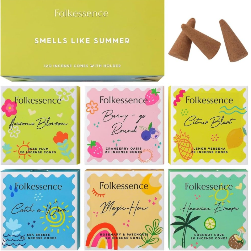 Folkessence Incense Cones Gift Pack Smells Like Summer 120 Cones
