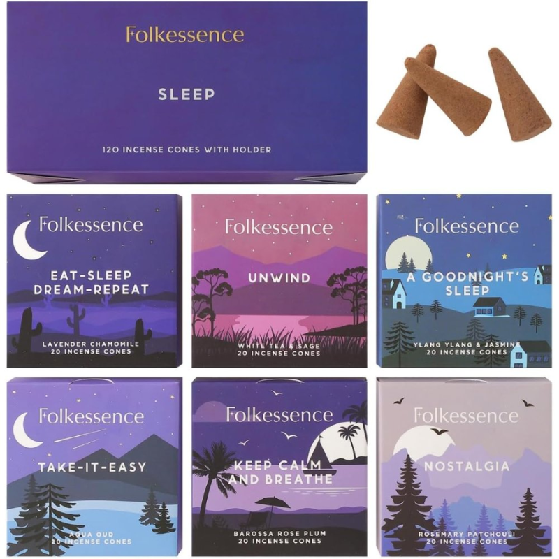 Folkessence Incense Cones Gift Pack Sleep 120 Cones