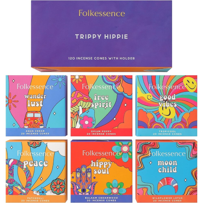 Folkessence Incense Cones Gift Trippy Hippie 120 Cones