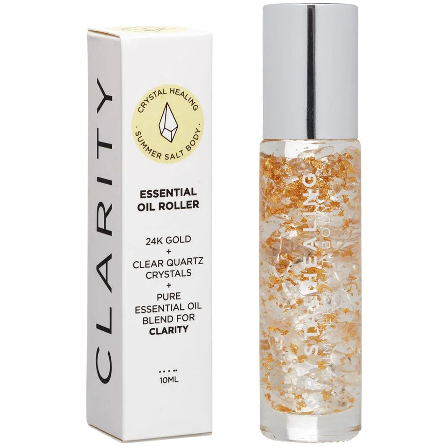 CLARITY Essential Oil Roller Clear Quartz 24K Gold - 10ML - Inspire Me Naturally 