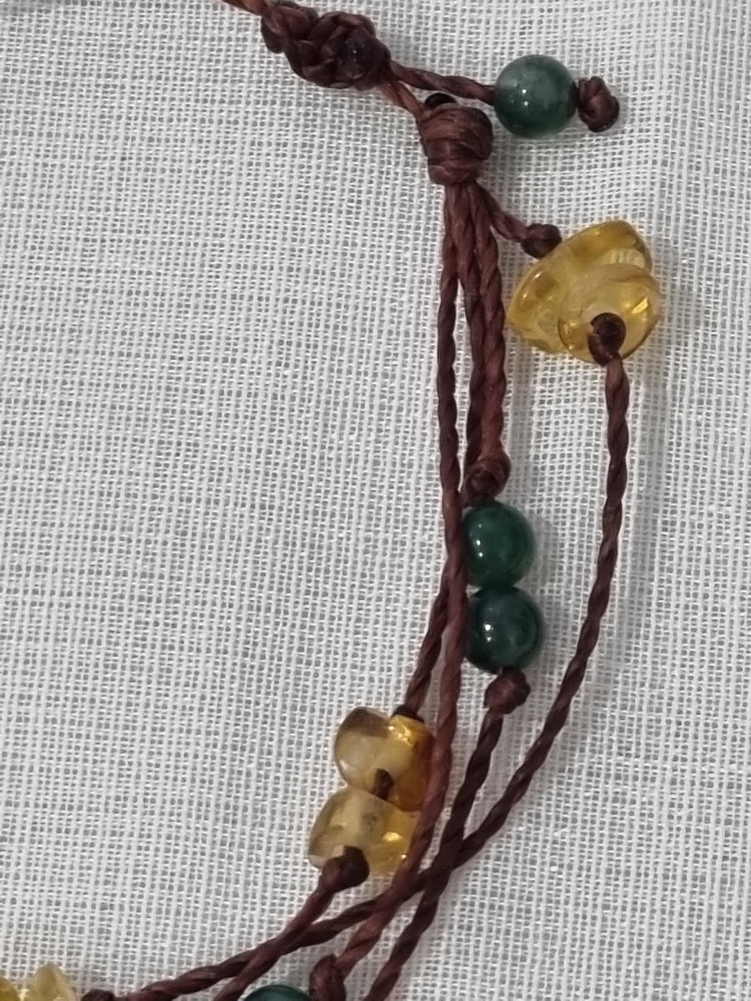 Handmade Amber and Jade Bracelet - Adjustable