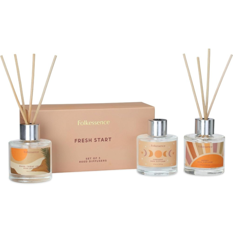 Folkessence Reed Diffuser Fresh Start Set of 3, 50ml