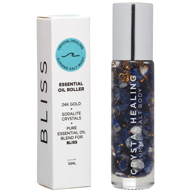BLISS Essential Oil Roller Sodalite Crystals 24k Gold 10ml - Inspire Me Naturally 