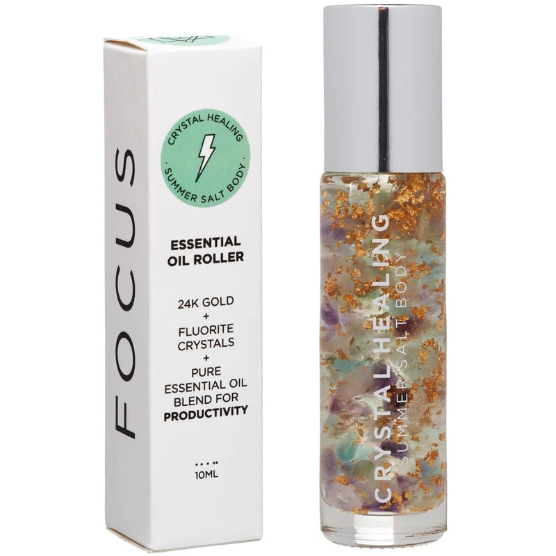 FOCUS Essential Oil Roller Fluorite 24K Gold - 10ML - Inspire Me Naturally 