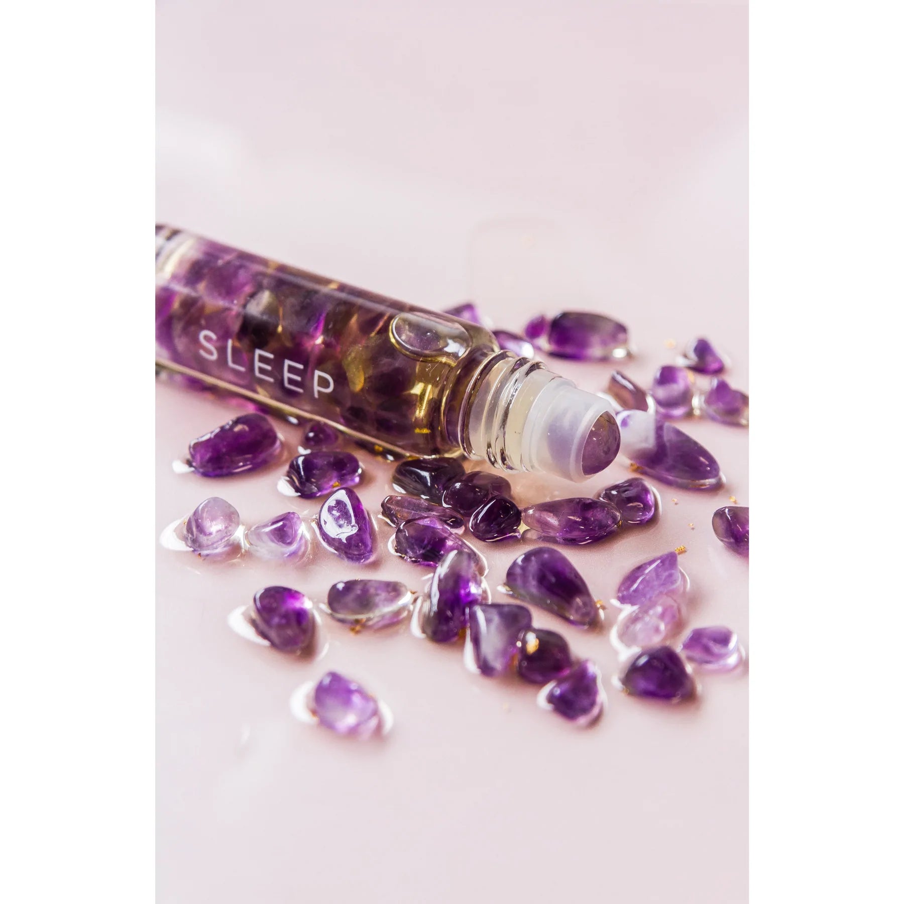 SLEEP Essential Oil Roller Amethyst Crystals 24k Gold 10ml - Inspire Me Naturally 