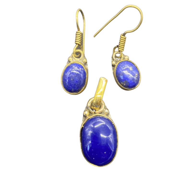 Lapis Lazuli Earrings and Pendant Set - Inspire Me Naturally 