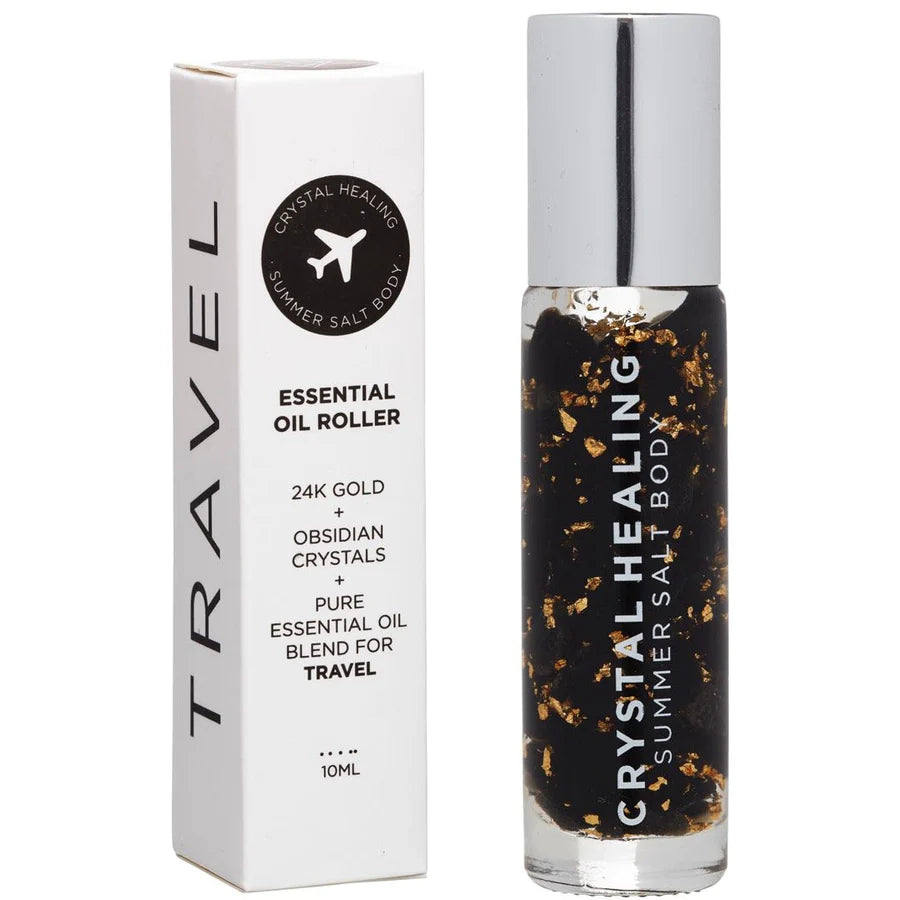 TRAVEL Essential Oil Roller Obsidian 24K Gold - 10ML - Inspire Me Naturally 