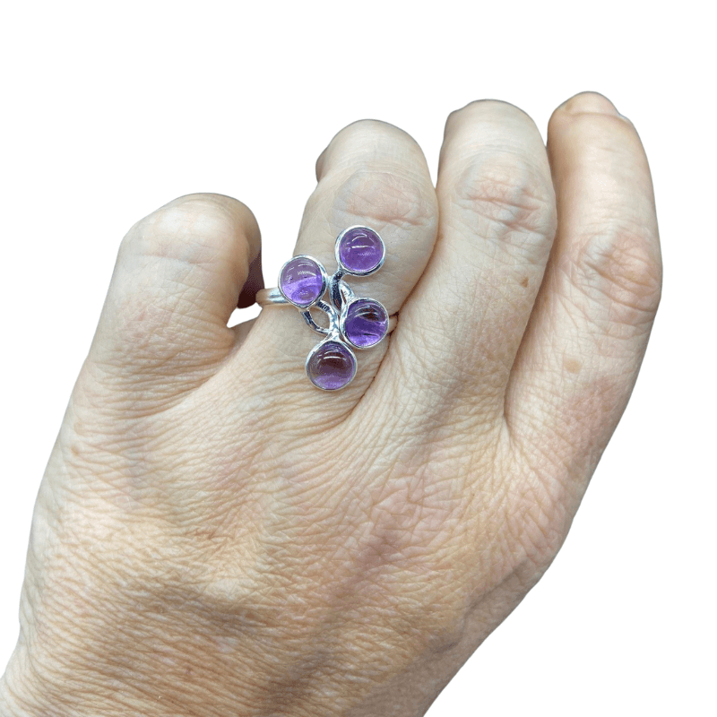 Stirling Silver Amethyst Crystal Ring - Size 8 - Inspire Me Naturally 