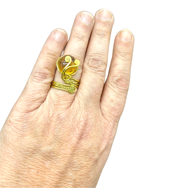 Brass Amber Ring - Inspire Me Naturally 