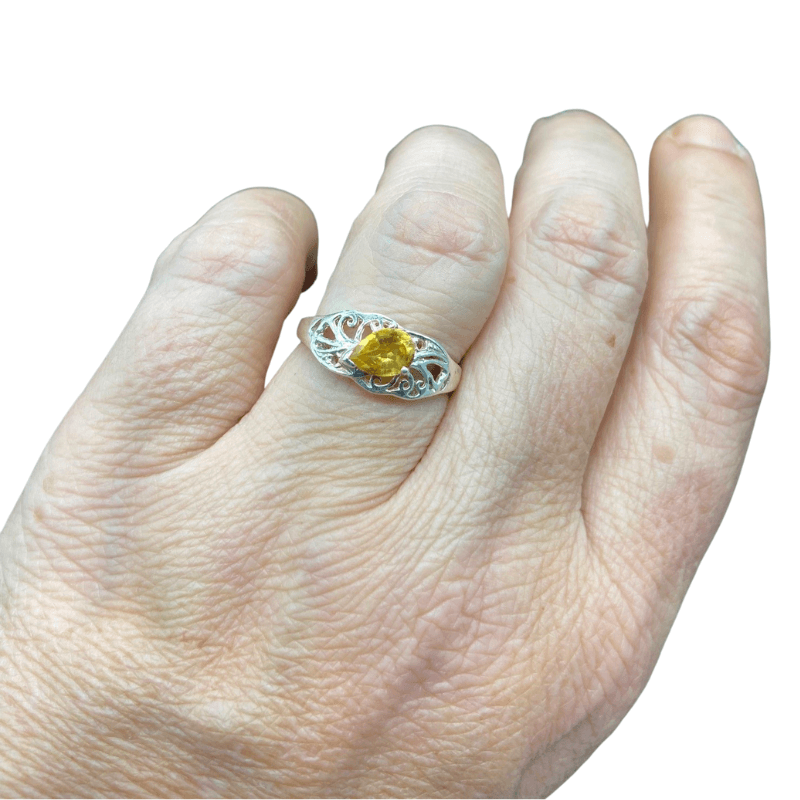 Stirling Silver Citrine Crystal Ring - Size 6.5 - Inspire Me Naturally 