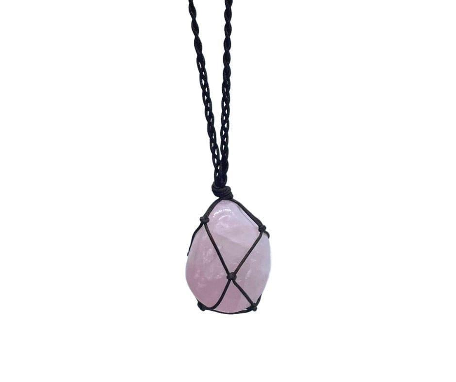 Large Mexican Crystal Necklace with Macrame Leather - Assorted - Inspire Me Naturally 