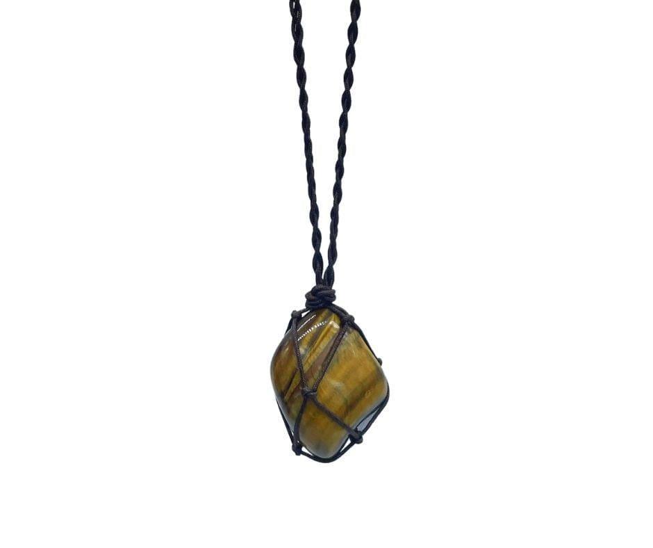 Large Mexican Crystal Necklace with Macrame Leather - Assorted - Inspire Me Naturally 