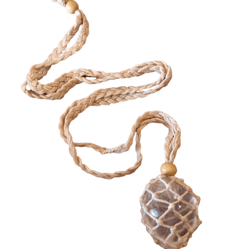 Macrame Crystal Pouch Necklace - Inspire Me Naturally 