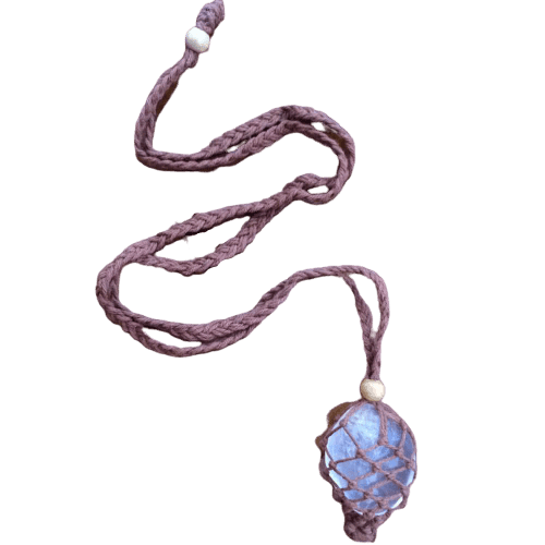 Macrame Crystal Pouch Necklace - Inspire Me Naturally 