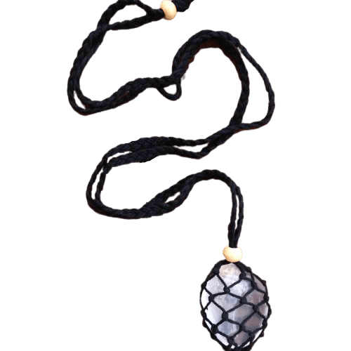 Macrame Crystal Pouch Necklace
