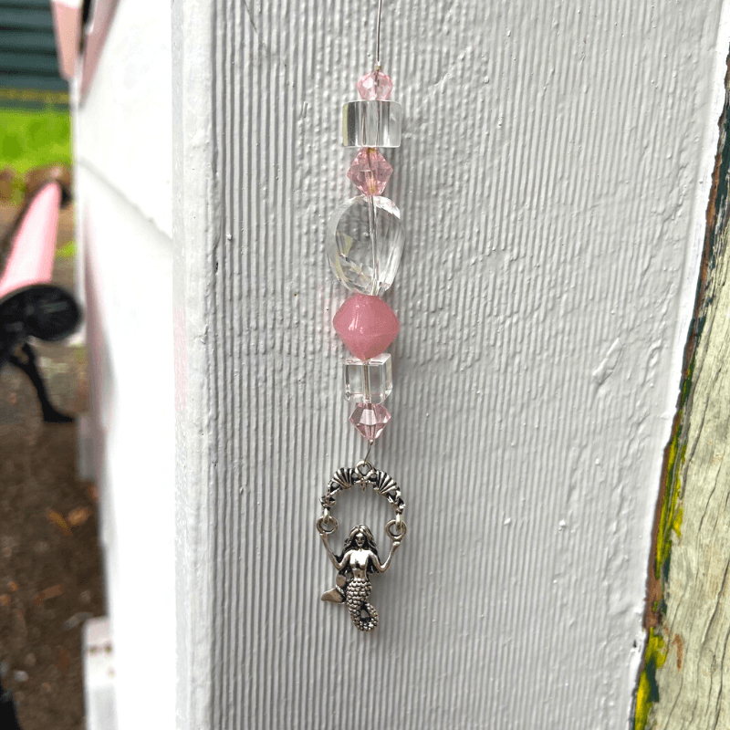 Rose Quartz Crystal Mermaid Suncatcher Hanger - Inspire Me Naturally 