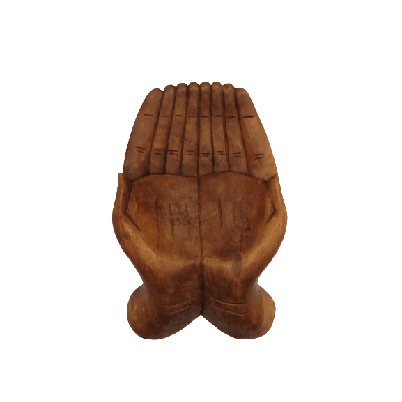 Natural Wooden Open Hands Sculpture - Inspire Me Naturally 