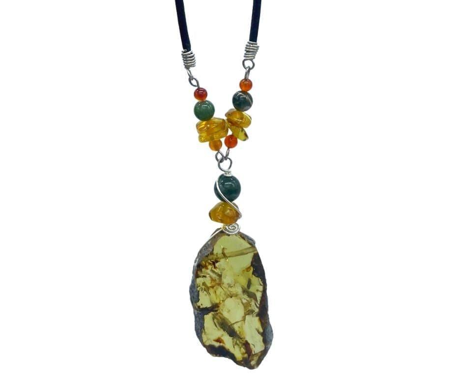 Raw Edge Amber Necklace - Inspire Me Naturally 