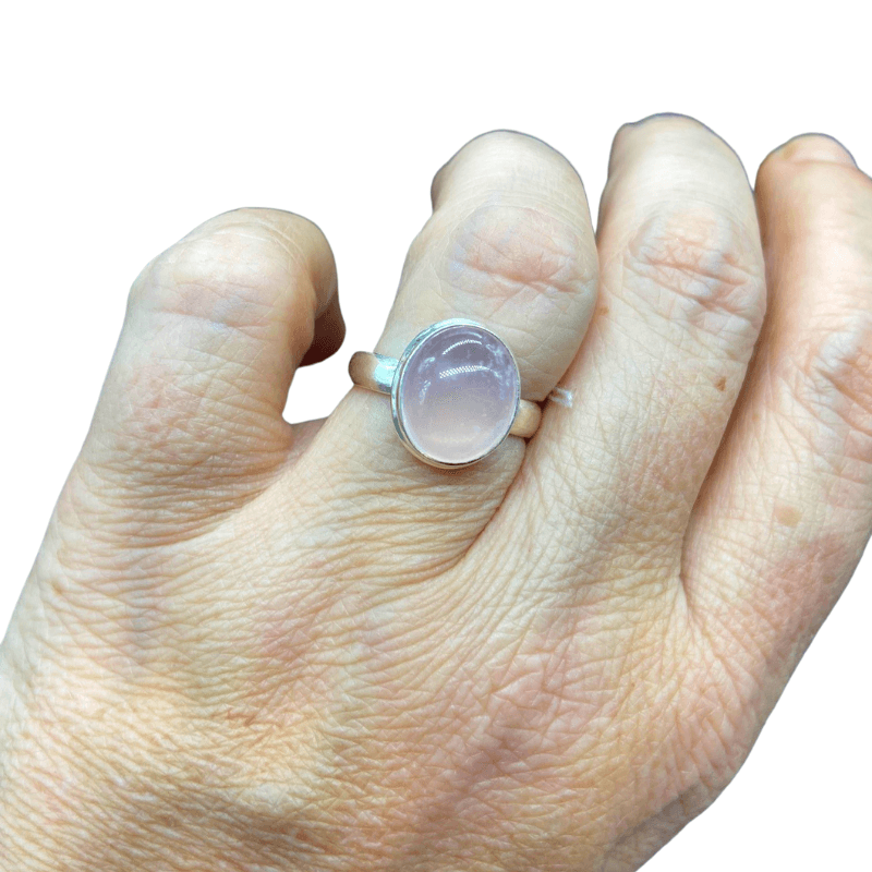Stirling Silver Rose Quartz Crystal Ring - Size 7.5 - Inspire Me Naturally 