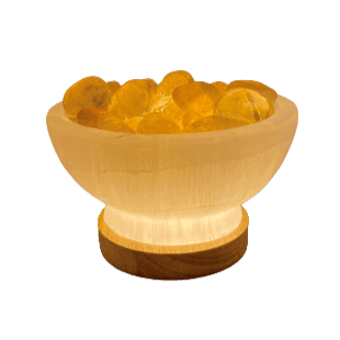 Selenite Bowl & Citrine Tumbles with free LED Base - Inspire Me Naturally 