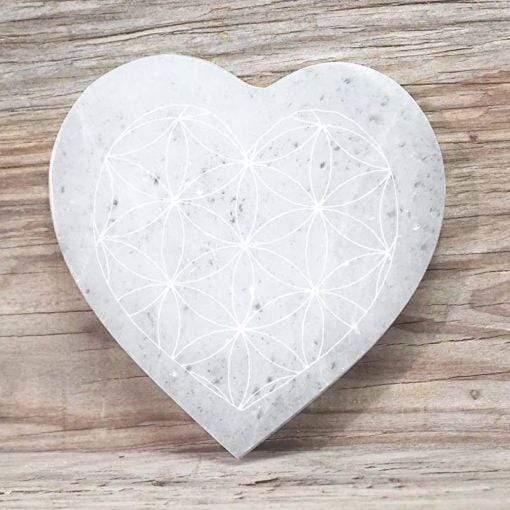 Selenite Heart Engraved Plate - Inspire Me Naturally 