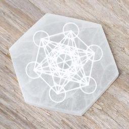 Selenite Hexagon Engraved Plate - Inspire Me Naturally 