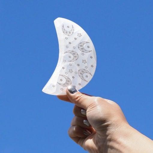 Selenite Moon Engraved Plate - Inspire Me Naturally 