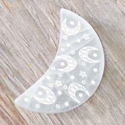 Selenite Moon Engraved Plate - Inspire Me Naturally 