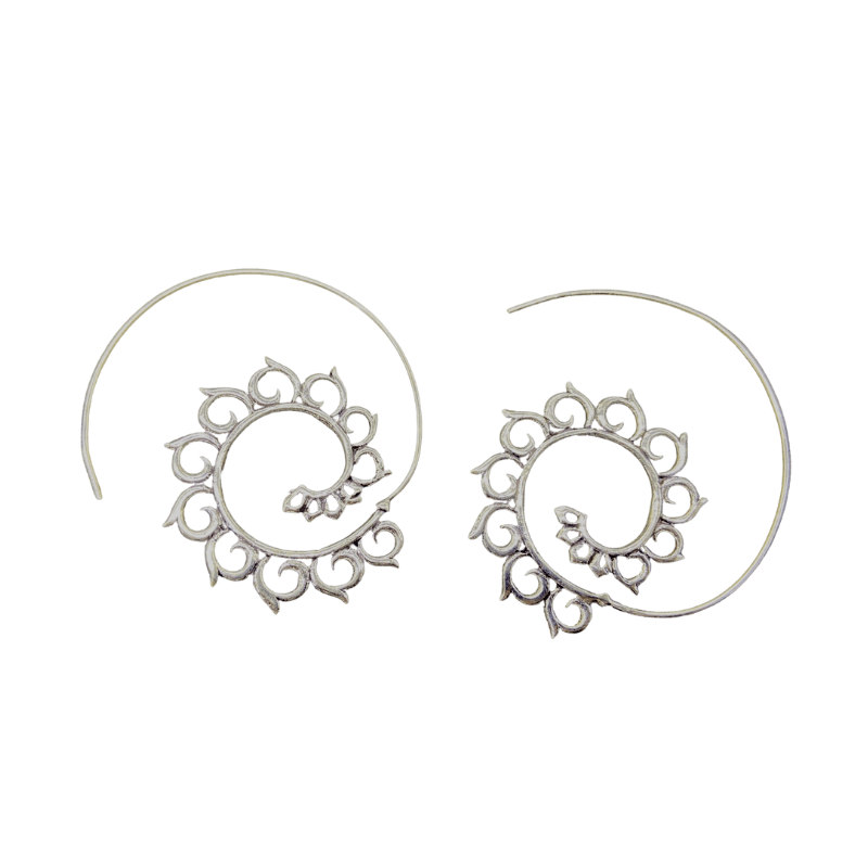 Silver Plated Tibetan Decorative Fern Earrings - Inspire Me Naturally 