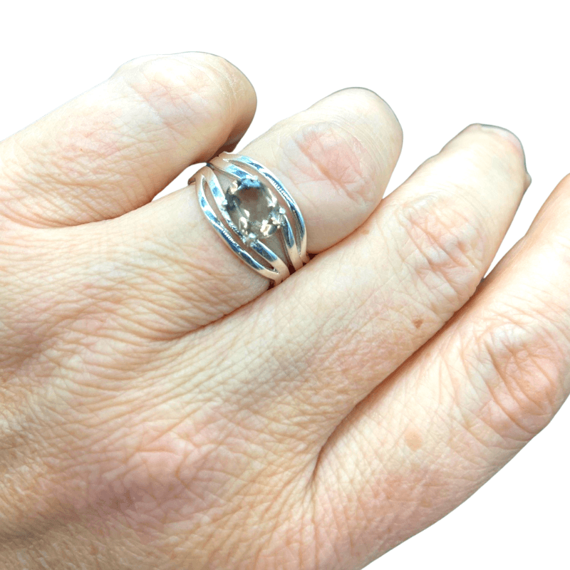 Stirling Silver and Smokey Quartz Crystal Ring - Size 7.5 - Inspire Me Naturally 