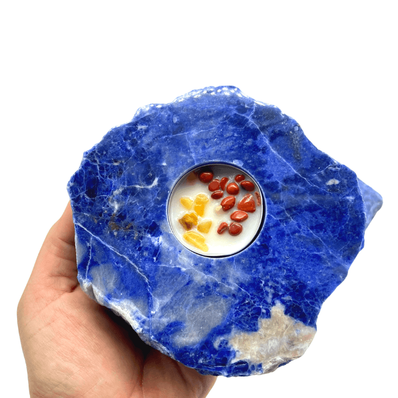 Sodalite Polished Tealight Candle Holder - Inspire Me Naturally 