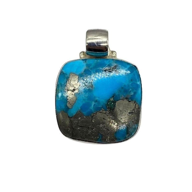 Turquoise Pyrite Pendant - Inspire Me Naturally 